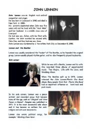 English Worksheet: Imagine and John Lennon 