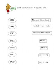 English worksheet: number expanded form