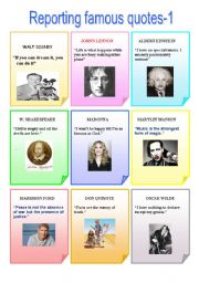 English Worksheet: Reporting famous quotes-1