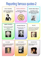 English Worksheet: Reporting famous quotes-2