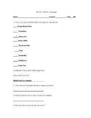 English worksheet: SHERK listening worksheet 1-1