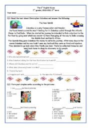 English Worksheet: 7th Grade Exam (comprehension and Grammar)