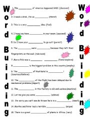 English Worksheet: Word Building