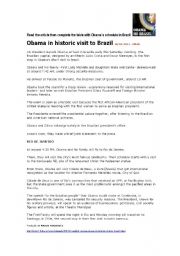 English worksheet: Obama in Brazil