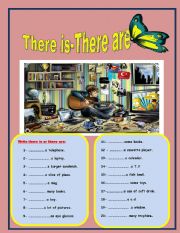English Worksheet: THERE IS/  THERE ARE+ ARE THERE/ IS THERE