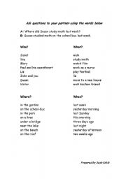 English worksheet: Talking of Past Events