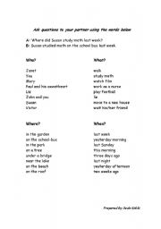 English Worksheet: Talking of Past Events
