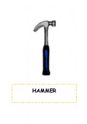 English Worksheet: Tools flashcards: hammer, ladder,rake, lawnmower, pliers,axe,saw, sicklescrewdriver,showel