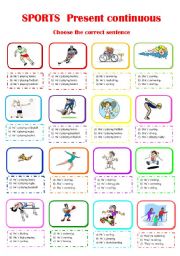English Worksheet: Sports and present continuous