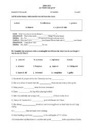 English worksheet: A VOCABULARY QUIZ for 11th class