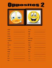 English Worksheet: opposites 2