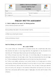 English Worksheet: Mr. Alvin Toffee Daily Routine