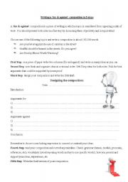 English Worksheet: Writing a for and against composition in 5 steps