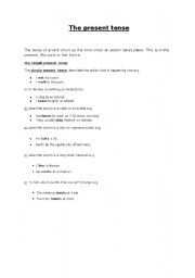 English worksheet: explanation of the simple present and present continuous tense