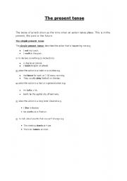 English Worksheet: explanation of the simple present and present continuous tense