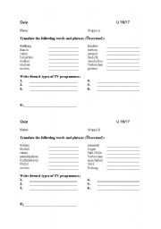 English Worksheet: vocabulary quiz