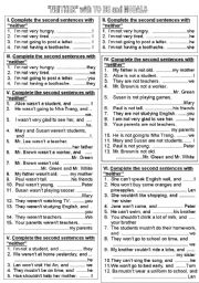 English Worksheet: NEITHER WITH TO BE AND MODALS