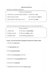 English worksheet: Adjectives and adverbs