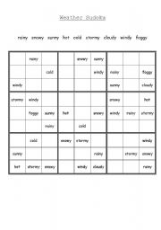 English Worksheet: Weather Sudoku