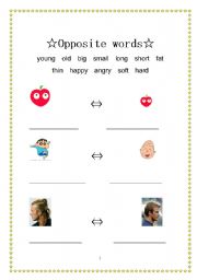 English Worksheet: opposite words