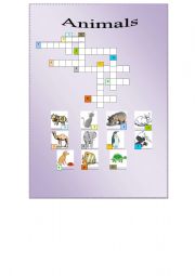 English Worksheet: Crossword- Animals