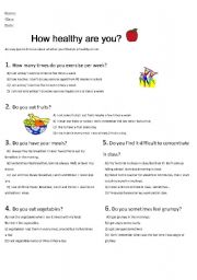 English Worksheet: Are you healthy? quiz