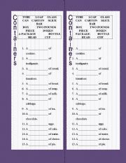 English worksheet: Containers