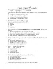 English Worksheet: 9th grade final exam