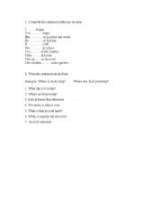 English worksheet: past tense exercises