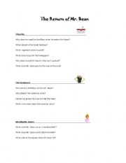 English Worksheet: The Return of Mr. Bean