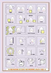 40 PREPOSITIONS WITH MR EGG - 9_PAGES of exs, 3_pgs of suggestions+links -fully editable - A2-B1 level