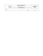 English worksheet: Template for exams.