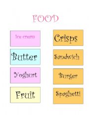 English worksheet: Food Word Color