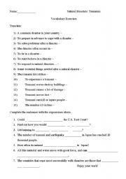 English worksheet: tsunamis