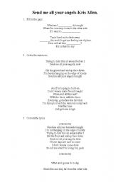 English worksheet: SEND ME ALL YOUR ANGELS- KRIS ALLEN