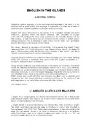 English Worksheet: English in Balearic Islands