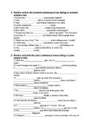 English Worksheet: Verbal tense review