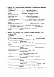 English Worksheet: Verbal tense review