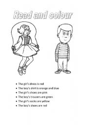 English Worksheet: Read and colour