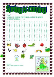 English Worksheet: Spring is coming-wordsearch+ KEY