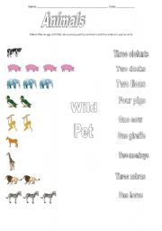 English worksheet: Animals