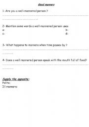 English worksheet: Good Manners