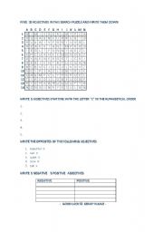 English Worksheet: ADJECTIVES PUZZLE 