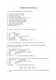 English worksheet: Written practice activities