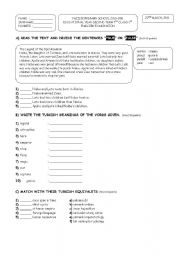 English Worksheet: SECOND TERM 7TH CLASS 1ST ENGLISH EXAMINATON