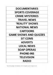 English Worksheet: Word bank - Types of TV programmes