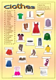 English Worksheet: Clothes 1 - Matching exercise