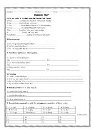 English Worksheet: test - simple past