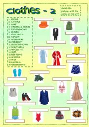 English Worksheet: Clothes 2 - Matching exercise
