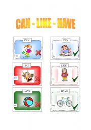 CAN, LIKE, HAVE - speaking cards (set of 30 cards)